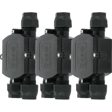 Arum Lighting – Lot de 3 boitiers d'interconnexion étanches 3 voies – Connecteur automatique pour câble 0,75 à 2,5mm² – Norme IP68 – Dimensions 120x79,2x31,8mm
