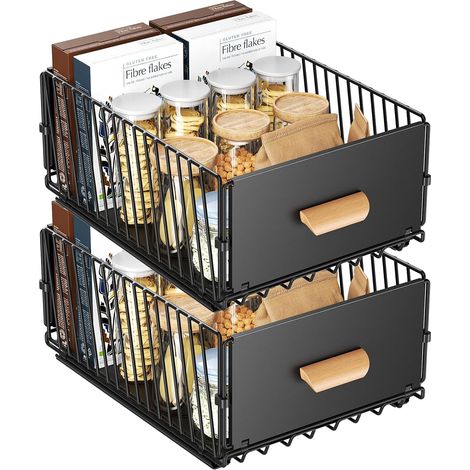 Telescopic Extendable Drawer for Kitchen Cabinets, Sliding Cabinet Organizer with Handle and Adhesive, Drawer Storage Shelf for Kitchen Pantry, No Drilling (1/5)