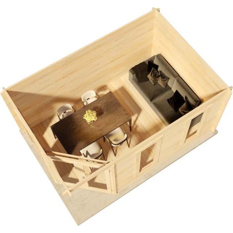 Alpholz 5-Eck Gartenhaus Modell Lido-40 Gartenhaus aus Holz, Holzhaus mit 40 mm Wandstärke, Blockbohlenhaus mit Montagematerial