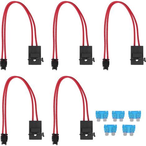 Connecteur Porte-fusible, Extension de Voiture pour Véhicule ATM 20A 16AWG avec Connecteur 5 Fusibles 5 Pièces Mini Fil Robuste (Angle plat ACD 10,9 mm). (1/5)