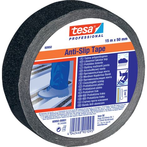 Selbstklebendes Antirutschband für Treppen, Tesa, 15 m x 50 mm, schwarz