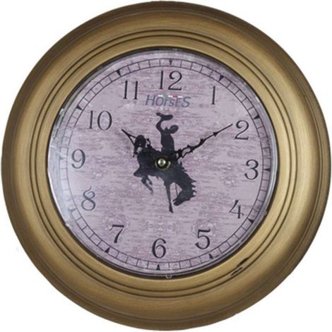 Orologio equestre dorato da parete in metallo