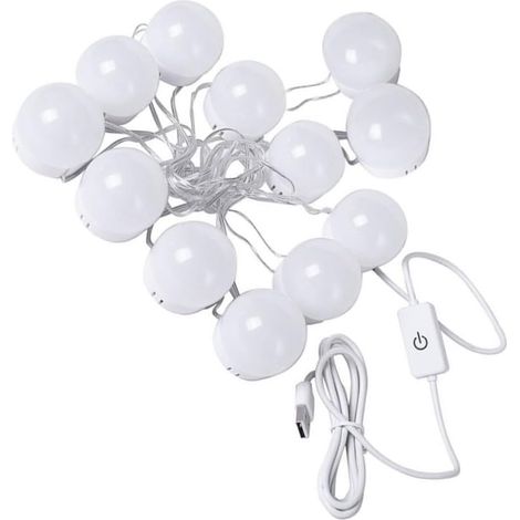 Ensemble de 1 lampe LED pour miroir, éclairage LED pour miroir de maquillage, ampoule USB, lampe LED pour miroir de maquillage, coiffeuse, projecteur blanc