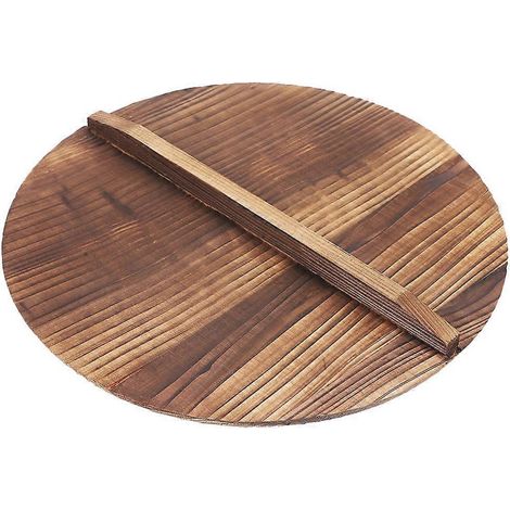 Couvercle en bois anti-brûlure pour wok en fonte (24 cm)-24.00X24.00X1.60CM (1/4)