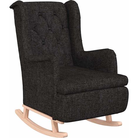 Maison Exclusive - Poltrona Gambe a Dondolo in Legno di Hevea Nera in Tessuto (1/5)