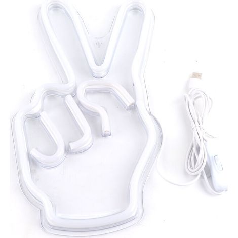 Enseigne lumineuse au néon, lampe décorative innovante, geste de victoire, alimentée par USB, pour chambre à coucher, étagère d'armoire (1/5)