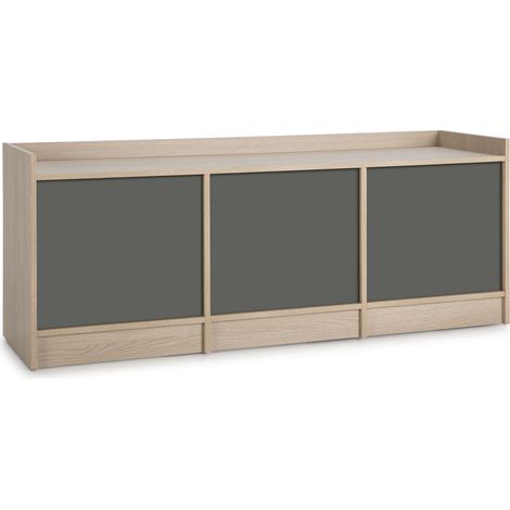 Mueble TV Moscú 3 Puertas, Color Roble/Gris, 139 cm (Ancho) 40 cm (Profundo) 54 cm (Altura)