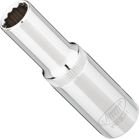 VIGOR Steckschlüsseleinsatz, lang, 1/2 (12,5 mm) Vierkant hohl, Außen Doppelsechskant Profil, SW 11 mm (1/3)