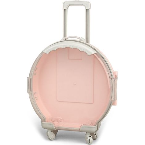 Valise à Jouets Enfant ABS Rose avec Roues Boîte de Rangement Cosmétiques Multifonctionnelle Mini Mallette Ronde Portable (1/5)