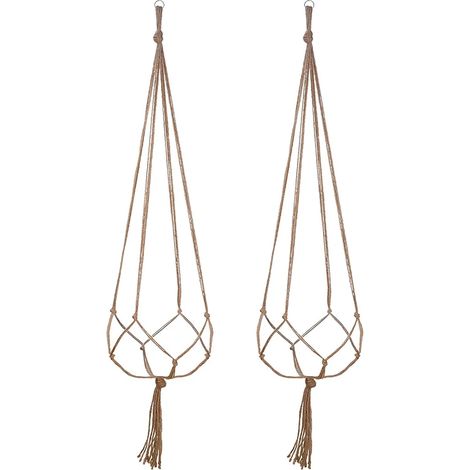 (4 pièces) Pots de fleurs suspendus, paniers et vases avec crochet, suspensions créatives en macramé pour plantes. Filet pour pots de fleurs suspendus.