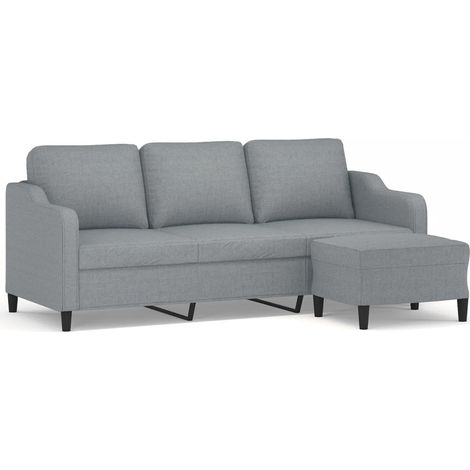 Canapé  Sofa à 3 places avec repose-pieds Gris clair 180 cm Tissu (1/5)