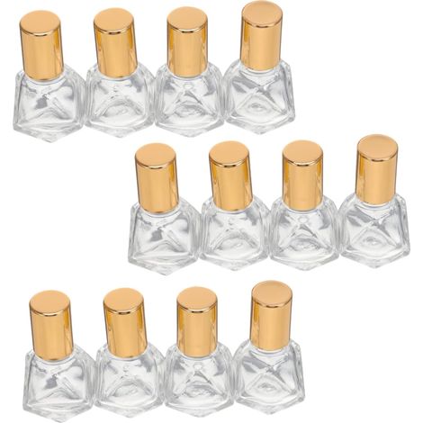 Lot de 12 Fons Roll-on Huile Essentielle 8 Ml Verre Transparent Bille Acier et Bouchon Or pour Cosmétiques Voyage Aromathérapie (1/5)