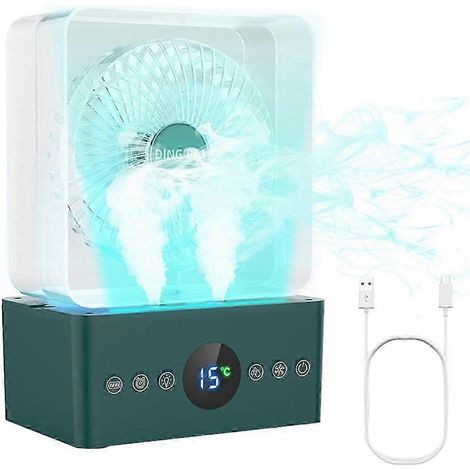 Ventilateur climatiseur portable avec batterie de 3600 mAh, rafraîchisseur d'air par évaporation à 3 vitesses et humidificateur intégré. (1/5)