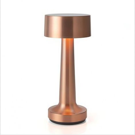 Lampe de table vintage rechargeable - Intensité variable sans fil - Écran tactile - Veilleuse pour la chambre - 22 cm - Or rose (1/5)