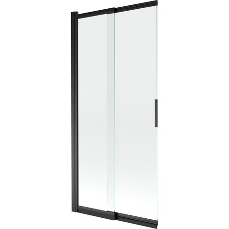 Mexen – Paroi de douche coulissante 2 volets 85 x 150 cm – Verre trempé transparent – Finition noir – Installation universelle – 8910850027000 (1/5)