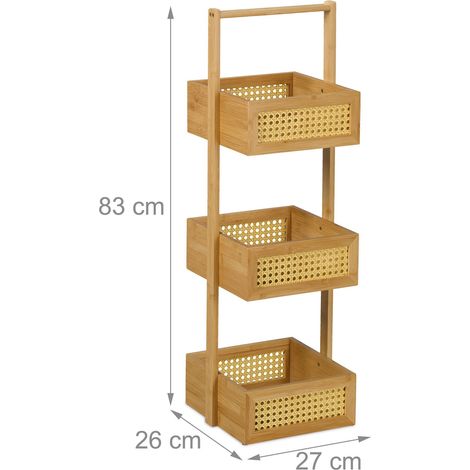 Scaffale da bagno compatto 3 ripiani aperti spazio di stoccaggio estetico in bambù naturale beige 130016717