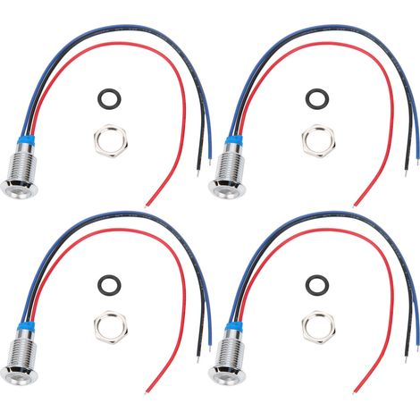 vorverdrahtete, runde, wasserdichte LED-Metall-Kits, 2 Farben, gemeinsame Anode, 3-6 V, 10 mm (Rot und Blau)