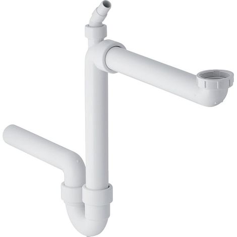 Geberit Siphon Rohrbogengeruchsverschluss für Spülbecken Raumspar-Siphon Winkelschlaucht. Abgang horizontal d 50mm, Alpinweiß (1/5)
