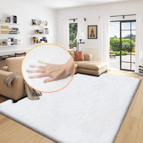 Teppich Fellteppich Kunstfell flauschig 180 x 270 cm Rechteckig Weiß (1/5)