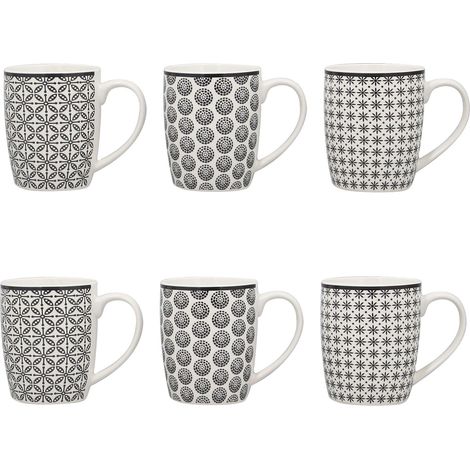 Lot de 6 mugs en porcelaine 32cl, GRAPHIK