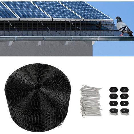 Solar Panel Bird Guard Solar Panel Bird Wire Mesh Guard Kit Proofing Pigeons Pest Clips Net for Solar Panel Pigeon Protection Bird Proofing, Black (6in) (1/5)