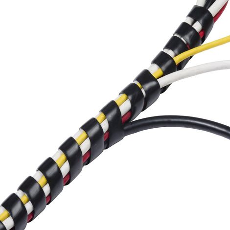 Gaine de protection de câble spiralée, offrant une bonne flexibilité et une isolation renforcée, utilisée pour organiser les fils électriques, les câbles réseau ou les cordons d'alimentation, 2,5 mètr (1/4)
