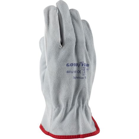 Goodyear Guanti in pelle pieno fiore e crosta taglia 10 colore bianco, guanti da lavoro (1/4)