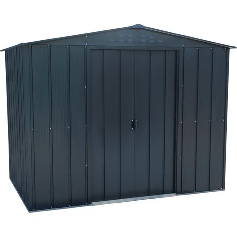 Duramax Capannone da Giardino 8 x 6, per Esterni in Metallo, Realizzato in Acciaio zincato a Caldo, Robusto Tetto Rinforzato, Senza Manutenzione e Resistente alle intemperie, Anthracite (1/5)