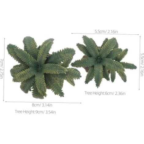 Lot de 2 modèles de palmiers tropicaux miniatures en plastique réalistes pour loisirs créatifs, paysages architecturaux, décoration de paysage, décoration tropicale compacte (1/5)