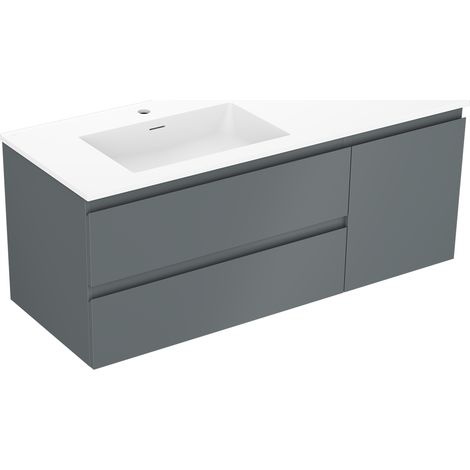 Mexen Orio Badezimmerschrank 120 cm mit linkem Waschbecken Otis, 2S, 1D, grafit matt/weiß matt - 91A13-12047-3-BBFFF66-W18L01 (1/5)