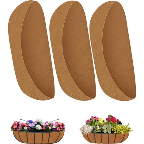 Lot de 3 doublures en feutre naturel - Panier suspendu pour jardinières suspendues - Remplacement de la baignoire murale - Doublure en feutre pour fleurs et légumes de jardin - Inserts pour (1/5)