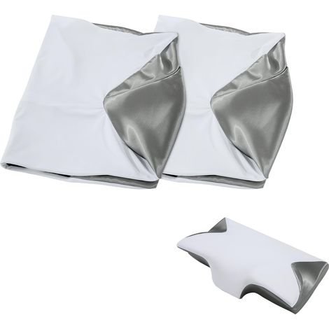Lot de 2 taies d'oreiller en Satin pour Oreiller Cervical, Housse de Coussin Ergonomique Uniquement (1/5)
