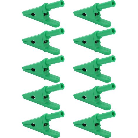 Lot de 10 pinces de test d'alimentation, ouverture de 20 mm, bonne conductivité, type de sécurité, avec prise jack 4 mm, pour le test de circuits, vertes.