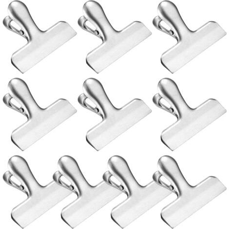 Pinces métalliques, pinces à dessin en acier inoxydable, pinces à reliure pour aliments, papier, bureau, cuisine, 76 mm, lot de 10 (1/5)