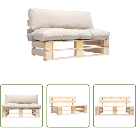 Canapé en bois -  Canapé de jardin palette avec coussins sable Pinède (1/5)