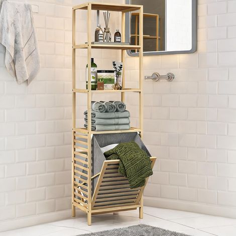 Colonne de salle de bain bambou 3 étagères 160 cm color Legno (1/5)