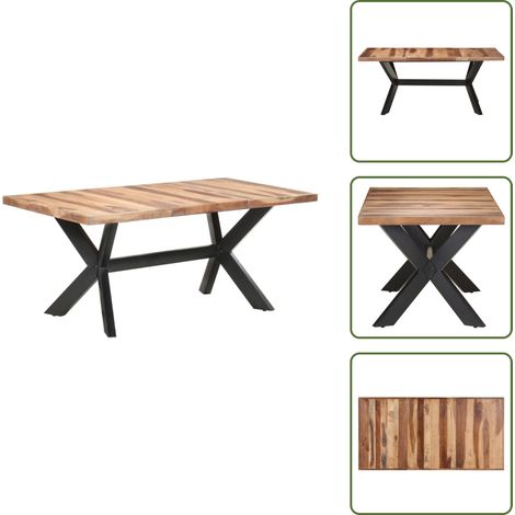 Table de salle à manger 180x90x75 cm Bois avec finition miel - Table À Manger Industrielle - Table À Manger Acacia - Table À Manger Design - Table À Manger Rustique - Table À Manger Rectangulaire (1/5)