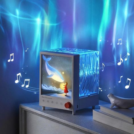 Projecteur d'aurores boréales avec haut-parleur Bluetooth et 7 bruits blancs, lampe vagues océaniques 7 couleurs, décoration de chambre, cadeau pour filles et adolescentes (1/5)