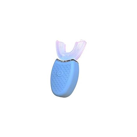 Brosse à dents électrique pour adultes avec tête en silicone en forme de U, bleue (1/5)