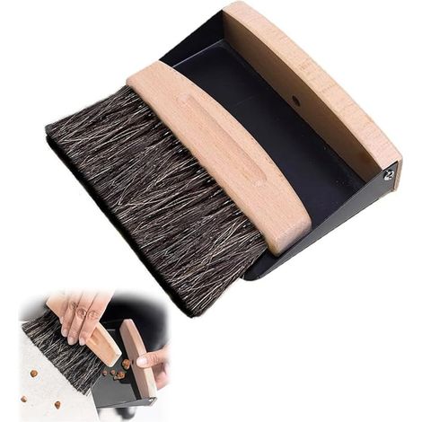 Mini Sweeper and Table Dustpan - Compact Wooden Cleaning Set for Tray, Office and Kitchen - Hand Broom for Collecting Crumbs, Dust and Hair (1/3)