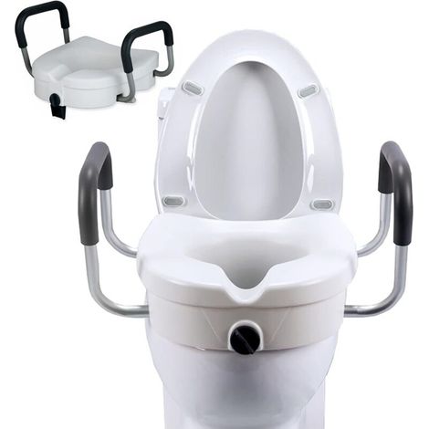 Siège de toilette surélevé 40 cm – Accoudoirs rembourrés antidérapants – Charge max 136 kg – Installation facile et ergonomique (1/5)
