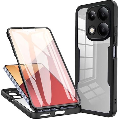 Funda transparente ultrarresistente Allecto Plus para Xiaomi Redmi Note 13 Pro 4G / Poco M6 Pro 4G - Negra - Funda protectora a prueba de golpes de 360 grados con protector de pantalla - Silicona TPU
