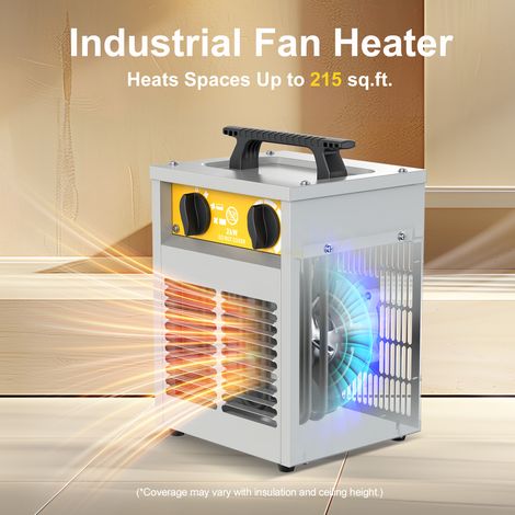 2000W Enhanced Electric Fan Heater - Steel Casing - Industrial Portable Heaters - Thermostat & Overheat Protection - Ideal for Construction Site, Garage, Greenhouse [Energy Class A] (1/5)