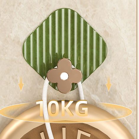 Crochets de luxe, sans perçage, adhésif puissant, pour entrées, clés, salle de bain, serviettes et manteaux. Verts. (1/5)