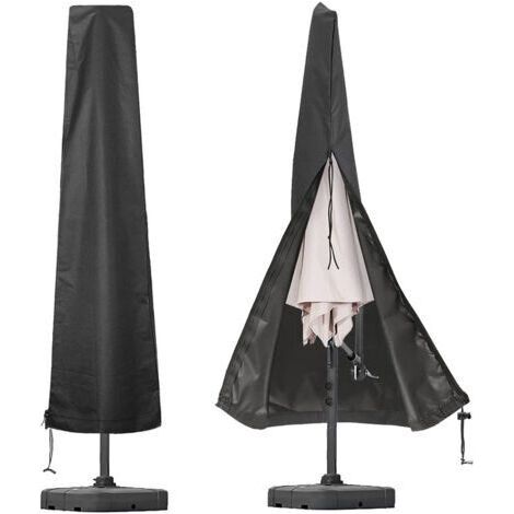 BUNTHAUS Housse de parapluie imperméable noire 210D, 190 x 50 x 30 cm, avec fermeture éclair et cordon de serrage