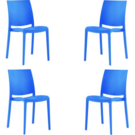 Sedia da giardino o cucina in polipropilene impilabile - Set 4 FEBE Azzurro (1/3)