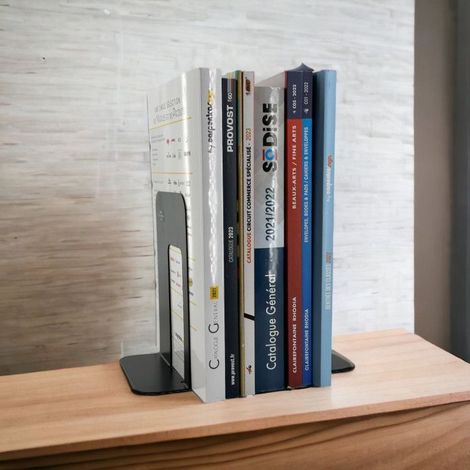 Serre-livres en métal - Noir - Réglable - Bureau - Bibliothèque (1/3)