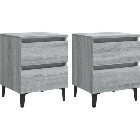 Set di 2 comodini con cassetti 40 x 35 x 50 cm in legno ingegnerizzato grigio e metallo DEC036198