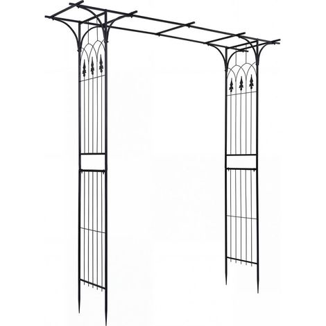 Montage rapide arche de jardin 7 ft en métal, support pour plantes grimpantes, stable avec piquets au sol (1/5)