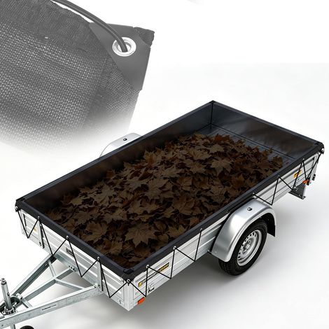 Filet Remorque à Mailles Fines 1,5 × 2,5m avec Cordon Élastique de Protection, Noir, Ø6 mm, pour Feuilles, Branches, Foin, Tonte de Gazon (1/5)